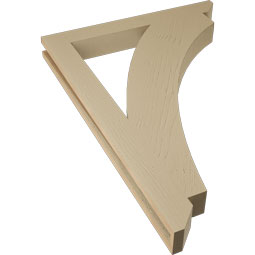 Ekena Millwork - BKTUR035X30X42THR06RCPR - Timberthane Faux Wood Thorton Style Bracket, Slat Ends, 3 1/2"W x 30"D x 42"H, Primed Tan