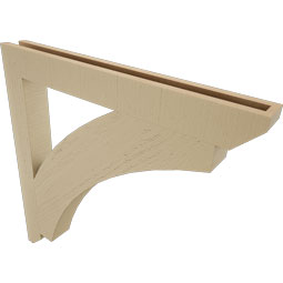Ekena Millwork - BKTUR035X32X32THR06RCPR - Timberthane Faux Wood Thorton Style Bracket, Slat Ends, 3 1/2"W x 32"D x 32"H, Primed Tan