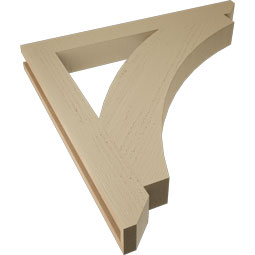 Ekena Millwork - BKTUR035X32X32THR06RCPR - Timberthane Faux Wood Thorton Style Bracket, Slat Ends, 3 1/2"W x 32"D x 32"H, Primed Tan