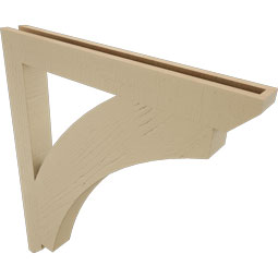 Ekena Millwork - BKTUR035X32X36THR06RCPR - Timberthane Faux Wood Thorton Style Bracket, Slat Ends, 3 1/2"W x 32"D x 36"H, Primed Tan