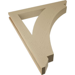 Ekena Millwork - BKTUR035X32X36THR06RCPR - Timberthane Faux Wood Thorton Style Bracket, Slat Ends, 3 1/2"W x 32"D x 36"H, Primed Tan