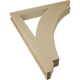 Ekena Millwork - BKTUR035X32X38THR06RCPR - Timberthane Faux Wood Thorton Style Bracket, Slat Ends, 3 1/2"W x 32"D x 38"H, Primed Tan