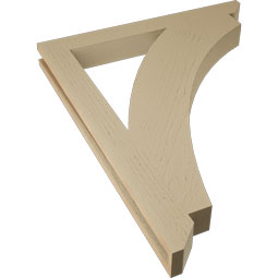 Ekena Millwork - BKTUR035X32X40THR06RCPR - Timberthane Faux Wood Thorton Style Bracket, Slat Ends, 3 1/2"W x 32"D x 40"H, Primed Tan