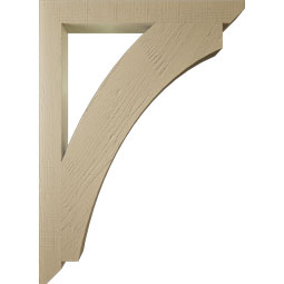 Ekena Millwork - BKTUR035X32X44THR06RCPR - Timberthane Faux Wood Thorton Style Bracket, Slat Ends, 3 1/2"W x 32"D x 44"H, Primed Tan
