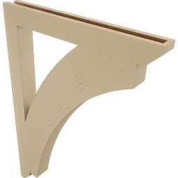 Ekena Millwork - BKTUR035X32X44THR06RCPR - Timberthane Faux Wood Thorton Style Bracket, Slat Ends, 3 1/2"W x 32"D x 44"H, Primed Tan