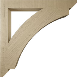 Ekena Millwork - BKTUR035X34X34THR06RCPR - Timberthane Faux Wood Thorton Style Bracket, Slat Ends, 3 1/2"W x 34"D x 34"H, Primed Tan