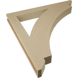 Ekena Millwork - BKTUR035X34X34THR06RCPR - Timberthane Faux Wood Thorton Style Bracket, Slat Ends, 3 1/2"W x 34"D x 34"H, Primed Tan