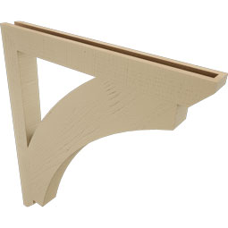 Ekena Millwork - BKTUR035X34X38THR06RCPR - Timberthane Faux Wood Thorton Style Bracket, Slat Ends, 3 1/2"W x 34"D x 38"H, Primed Tan