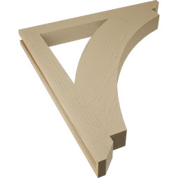 Ekena Millwork - BKTUR035X34X38THR06RCPR - Timberthane Faux Wood Thorton Style Bracket, Slat Ends, 3 1/2"W x 34"D x 38"H, Primed Tan