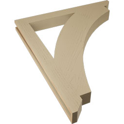 Ekena Millwork - BKTUR035X34X40THR06RCPR - Timberthane Faux Wood Thorton Style Bracket, Slat Ends, 3 1/2"W x 34"D x 40"H, Primed Tan