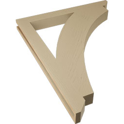 Ekena Millwork - BKTUR035X34X42THR06RCPR - Timberthane Faux Wood Thorton Style Bracket, Slat Ends, 3 1/2"W x 34"D x 42"H, Primed Tan