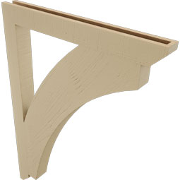 Ekena Millwork - BKTUR035X34X46THR06RCPR - Timberthane Faux Wood Thorton Style Bracket, Slat Ends, 3 1/2"W x 34"D x 46"H, Primed Tan