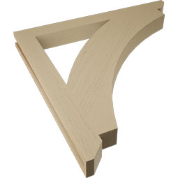 Ekena Millwork - BKTUR035X36X36THR06RCPR - Timberthane Faux Wood Thorton Style Bracket, Slat Ends, 3 1/2"W x 36"D x 36"H, Primed Tan