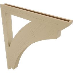 Ekena Millwork - BKTUR035X36X44THR06RCPR - Timberthane Faux Wood Thorton Style Bracket, Slat Ends, 3 1/2"W x 36"D x 44"H, Primed Tan