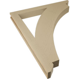 Ekena Millwork - BKTUR035X36X44THR06RCPR - Timberthane Faux Wood Thorton Style Bracket, Slat Ends, 3 1/2"W x 36"D x 44"H, Primed Tan