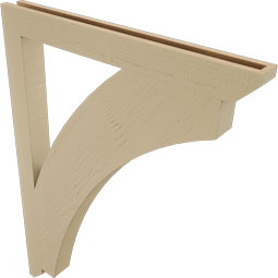 Ekena Millwork - BKTUR035X36X48THR06RCPR - Timberthane Faux Wood Thorton Style Bracket, Slat Ends, 3 1/2"W x 36"D x 48"H, Primed Tan