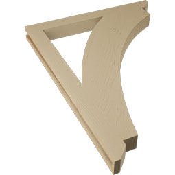 Ekena Millwork - BKTUR035X36X48THR06RCPR - Timberthane Faux Wood Thorton Style Bracket, Slat Ends, 3 1/2"W x 36"D x 48"H, Primed Tan