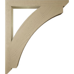 Ekena Millwork - BKTUR035X38X44THR06RCPR - Timberthane Faux Wood Thorton Style Bracket, Slat Ends, 3 1/2"W x 38"D x 44"H, Primed Tan