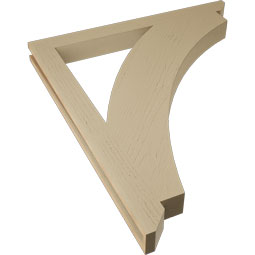 Ekena Millwork - BKTUR035X38X44THR06RCPR - Timberthane Faux Wood Thorton Style Bracket, Slat Ends, 3 1/2"W x 38"D x 44"H, Primed Tan