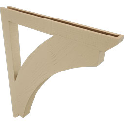 Ekena Millwork - BKTUR035X38X46THR06RCPR - Timberthane Faux Wood Thorton Style Bracket, Slat Ends, 3 1/2"W x 38"D x 46"H, Primed Tan