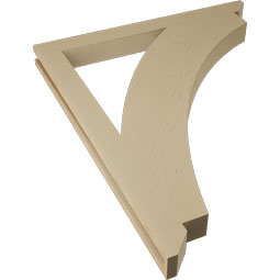 Ekena Millwork - BKTUR035X38X46THR06RCPR - Timberthane Faux Wood Thorton Style Bracket, Slat Ends, 3 1/2"W x 38"D x 46"H, Primed Tan