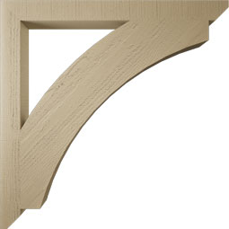 Ekena Millwork - BKTUR035X40X40THR06RCPR - Timberthane Faux Wood Thorton Style Bracket, Slat Ends, 3 1/2"W x 40"D x 40"H, Primed Tan