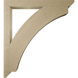 Ekena Millwork - BKTUR035X40X44THR06RCPR - Timberthane Faux Wood Thorton Style Bracket, Slat Ends, 3 1/2"W x 40"D x 44"H, Primed Tan