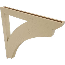 Ekena Millwork - BKTUR035X40X44THR06RCPR - Timberthane Faux Wood Thorton Style Bracket, Slat Ends, 3 1/2"W x 40"D x 44"H, Primed Tan