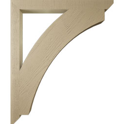 Ekena Millwork - BKTUR035X40X48THR06RCPR - Timberthane Faux Wood Thorton Style Bracket, Slat Ends, 3 1/2"W x 40"D x 48"H, Primed Tan