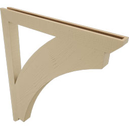 Ekena Millwork - BKTUR035X40X48THR06RCPR - Timberthane Faux Wood Thorton Style Bracket, Slat Ends, 3 1/2"W x 40"D x 48"H, Primed Tan