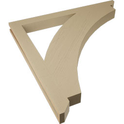 Ekena Millwork - BKTUR035X42X42THR06RCPR - Timberthane Faux Wood Thorton Style Bracket, Slat Ends, 3 1/2"W x 42"D x 42"H, Primed Tan
