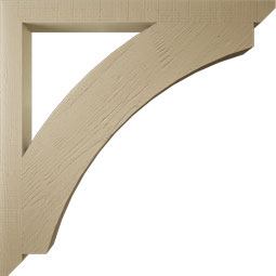 Ekena Millwork - BKTUR035X44X44THR06RCPR - Timberthane Faux Wood Thorton Style Bracket, Slat Ends, 3 1/2"W x 44"D x 44"H, Primed Tan