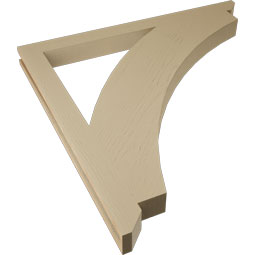 Ekena Millwork - BKTUR035X44X44THR06RCPR - Timberthane Faux Wood Thorton Style Bracket, Slat Ends, 3 1/2"W x 44"D x 44"H, Primed Tan