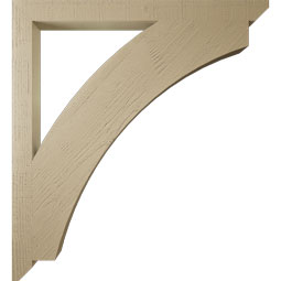 Ekena Millwork - BKTUR035X44X48THR06RCPR - Timberthane Faux Wood Thorton Style Bracket, Slat Ends, 3 1/2"W x 44"D x 48"H, Primed Tan