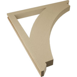 Ekena Millwork - BKTUR035X44X48THR06RCPR - Timberthane Faux Wood Thorton Style Bracket, Slat Ends, 3 1/2"W x 44"D x 48"H, Primed Tan