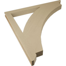 Ekena Millwork - BKTUR035X46X46THR06RCPR - Timberthane Faux Wood Thorton Style Bracket, Slat Ends, 3 1/2"W x 46"D x 46"H, Primed Tan