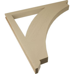 Ekena Millwork - BKTUR035X48X48THR06RCPR - Timberthane Faux Wood Thorton Style Bracket, Slat Ends, 3 1/2"W x 48"D x 48"H, Primed Tan