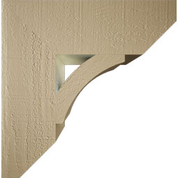 Ekena Millwork - BKTUR055X18X18THR06RCPR - Timberthane Faux Wood Thorton Style Bracket, Slat Ends, 5 1/2"W x 18"D x 18"H, Primed Tan