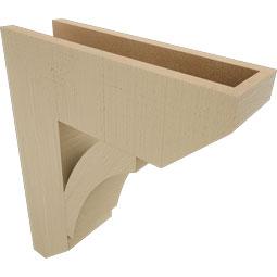 Ekena Millwork - BKTUR055X18X22THR06RCPR - Timberthane Faux Wood Thorton Style Bracket, Slat Ends, 5 1/2"W x 18"D x 22"H, Primed Tan