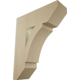 Ekena Millwork - BKTUR055X18X22THR06RCPR - Timberthane Faux Wood Thorton Style Bracket, Slat Ends, 5 1/2"W x 18"D x 22"H, Primed Tan
