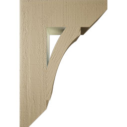 Ekena Millwork - BKTUR055X18X26THR06RCPR - Timberthane Faux Wood Thorton Style Bracket, Slat Ends, 5 1/2"W x 18"D x 26"H, Primed Tan