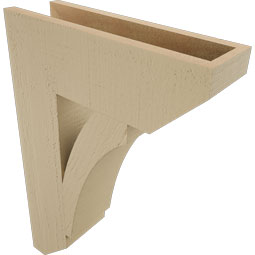 Ekena Millwork - BKTUR055X18X26THR06RCPR - Timberthane Faux Wood Thorton Style Bracket, Slat Ends, 5 1/2"W x 18"D x 26"H, Primed Tan