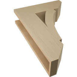 Ekena Millwork - BKTUR055X18X26THR06RCPR - Timberthane Faux Wood Thorton Style Bracket, Slat Ends, 5 1/2"W x 18"D x 26"H, Primed Tan