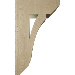 Ekena Millwork - BKTUR055X18X30THR06RCPR - Timberthane Faux Wood Thorton Style Bracket, Slat Ends, 5 1/2"W x 18"D x 30"H, Primed Tan