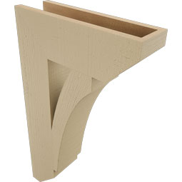 Ekena Millwork - BKTUR055X18X30THR06RCPR - Timberthane Faux Wood Thorton Style Bracket, Slat Ends, 5 1/2"W x 18"D x 30"H, Primed Tan