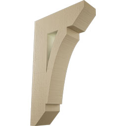 Ekena Millwork - BKTUR055X18X30THR06RCPR - Timberthane Faux Wood Thorton Style Bracket, Slat Ends, 5 1/2"W x 18"D x 30"H, Primed Tan