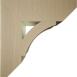 Ekena Millwork - BKTUR055X20X20THR06RCPR - Timberthane Faux Wood Thorton Style Bracket, Slat Ends, 5 1/2"W x 20"D x 20"H, Primed Tan