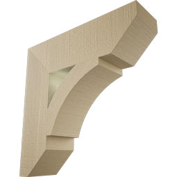 Ekena Millwork - BKTUR055X20X20THR06RCPR - Timberthane Faux Wood Thorton Style Bracket, Slat Ends, 5 1/2"W x 20"D x 20"H, Primed Tan