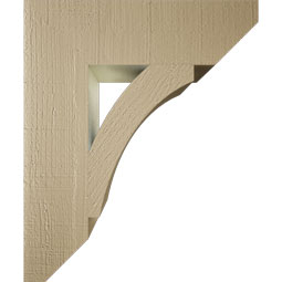 Ekena Millwork - BKTUR055X20X24THR06RCPR - Timberthane Faux Wood Thorton Style Bracket, Slat Ends, 5 1/2"W x 20"D x 24"H, Primed Tan
