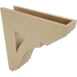 Ekena Millwork - BKTUR055X20X24THR06RCPR - Timberthane Faux Wood Thorton Style Bracket, Slat Ends, 5 1/2"W x 20"D x 24"H, Primed Tan